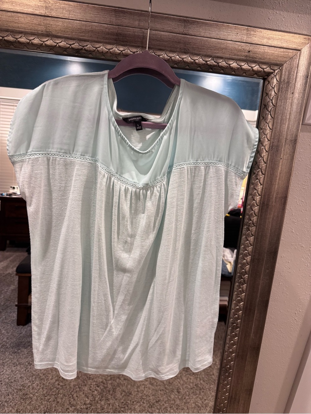 Banana Republic Ice Blue Short-Sleeve Peasant Top